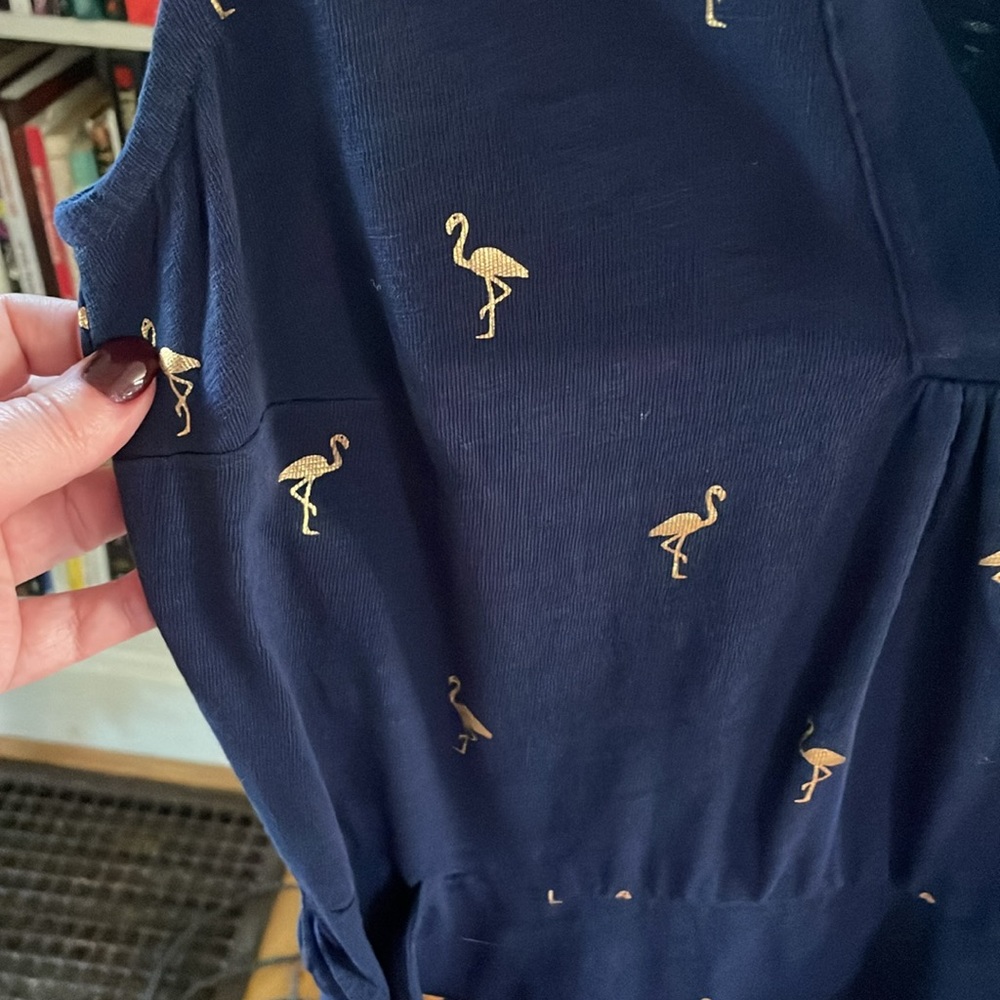 Boden Vanessa Jersey Flamingo Dress in Navy Blue - Picture 6 of 7